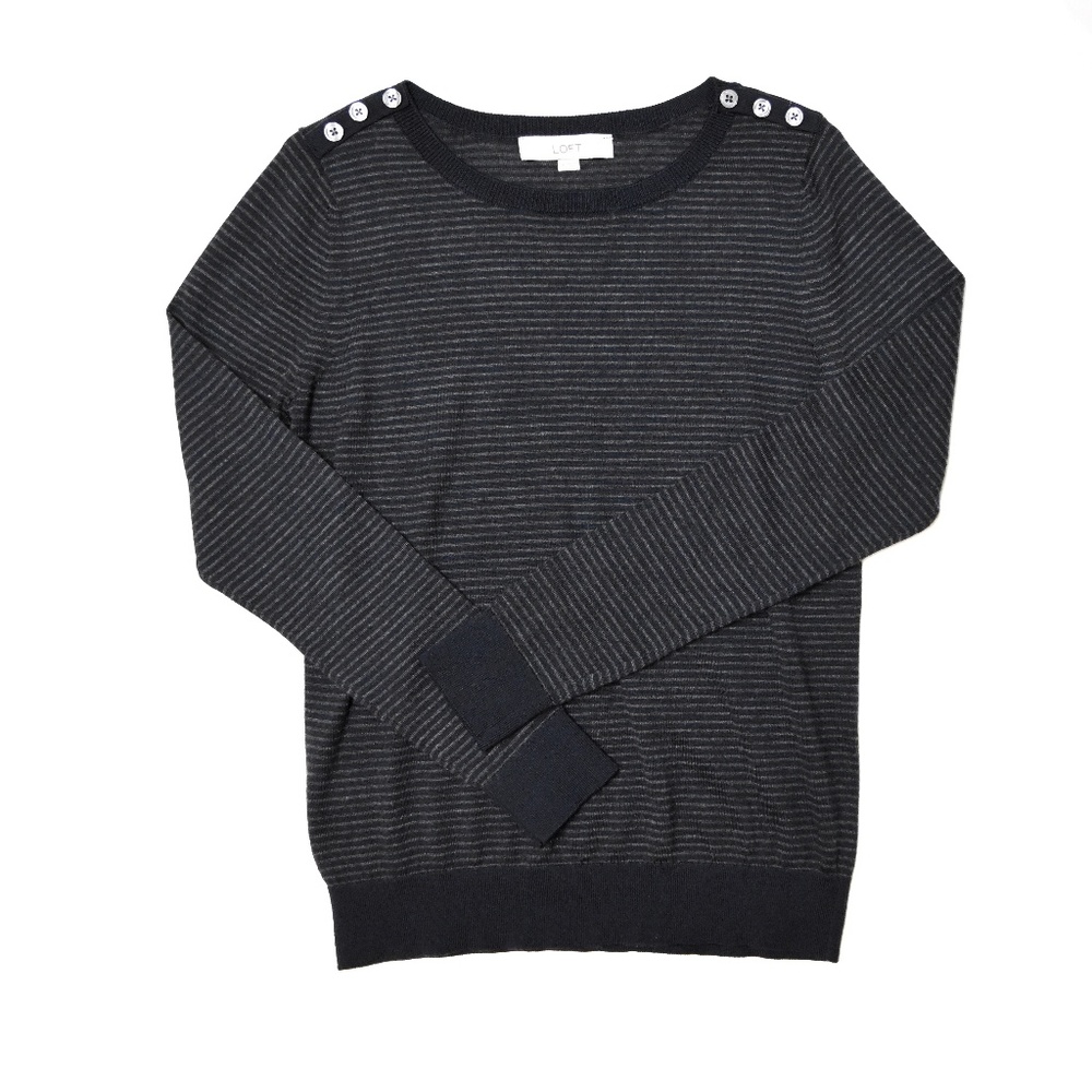 LOFT | Lightweight Wool Blend Striped Knit Sweater